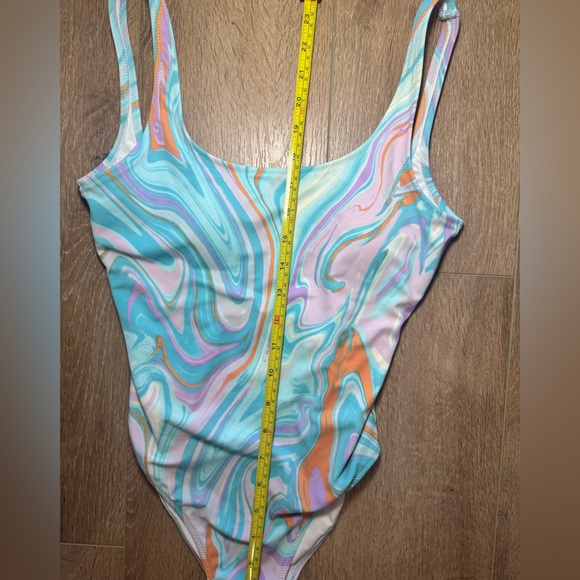 Victoria’s Secret PINK One Piece Swimsuit Medium Teal Pink Swirl - Picture 11 of 11